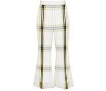plaid cropped flared trousers