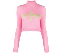 Rollkragenpullover mit Intarsien-Logo