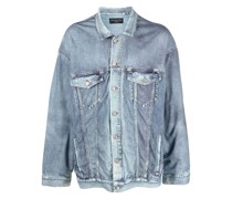 Jeansjacke mit Trompe-l'oeil-Print