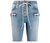 Jeans-Shorts mit Schnürung