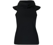 cowl-neck short-sleeve knitted top