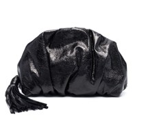 ruched high-shine clutch bag