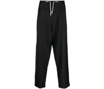 drawstring-waist wool tapered trousers