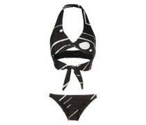 Gestreifter Deco Neckholder-Bikini