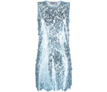 Minikleid aus Blumenspitze im Metallic-Look