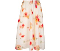 floral-print pleated midi skirt