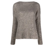 Gerippter Pullover mit Pailletten
