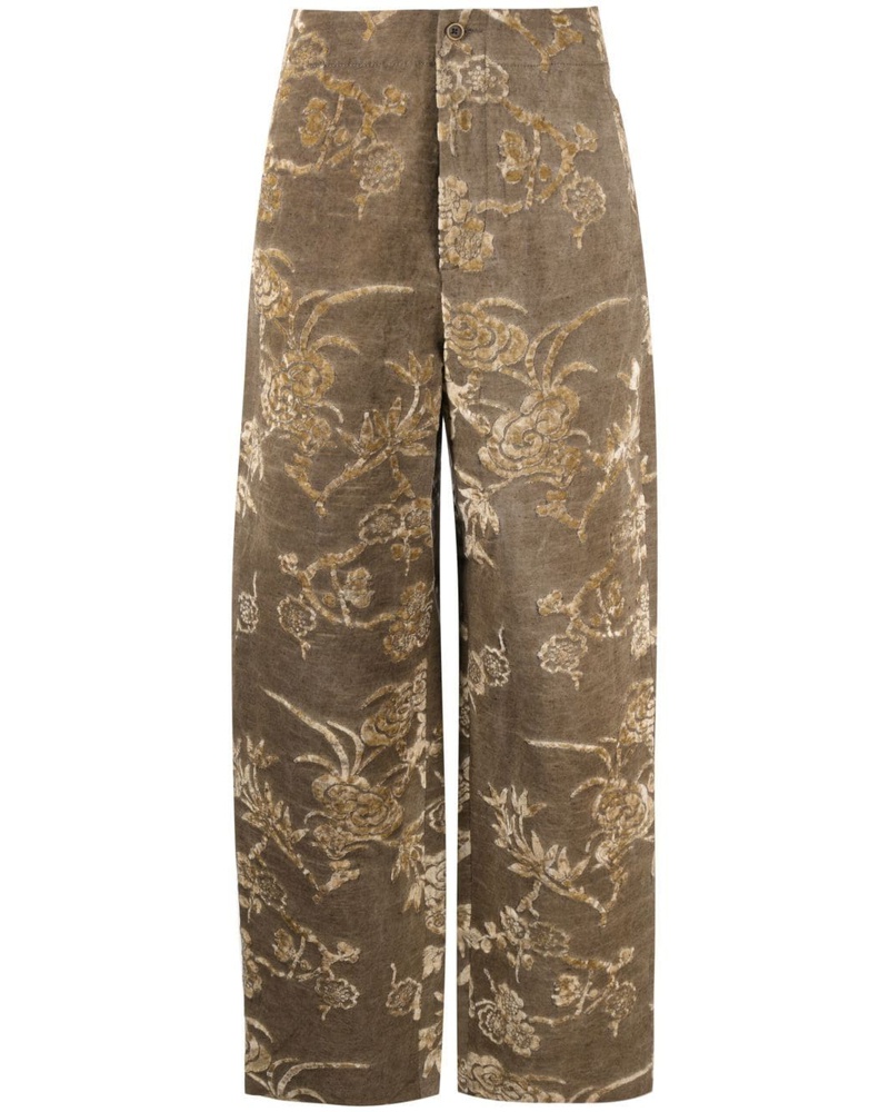 Uma Wang Damen Gerade Hose mit Jacquardmuster