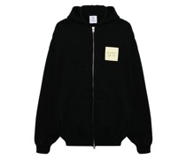 logo-patch zip-up hoodie