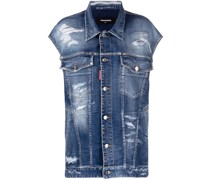 Jeansweste mit Distressed-Finish