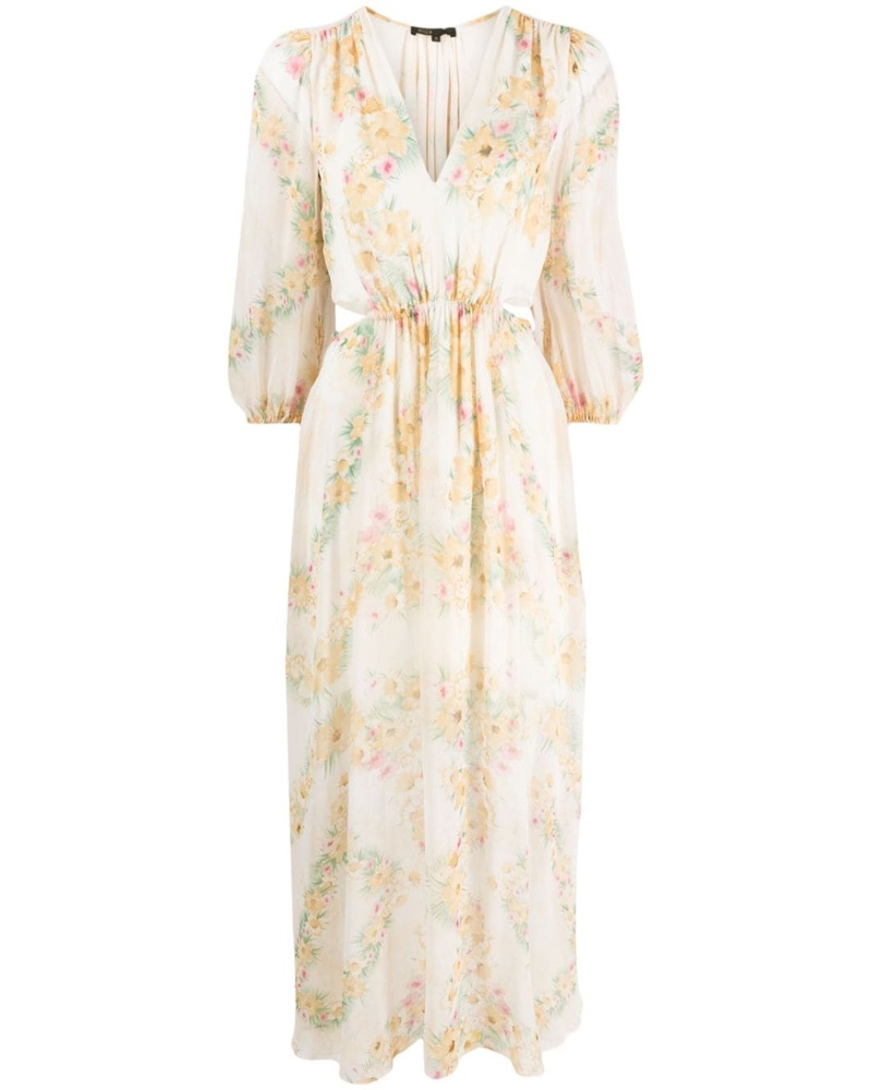 Maje Damen Maxikleid mit Blumen-Print