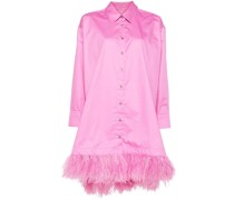 feather-embellished shirt dress