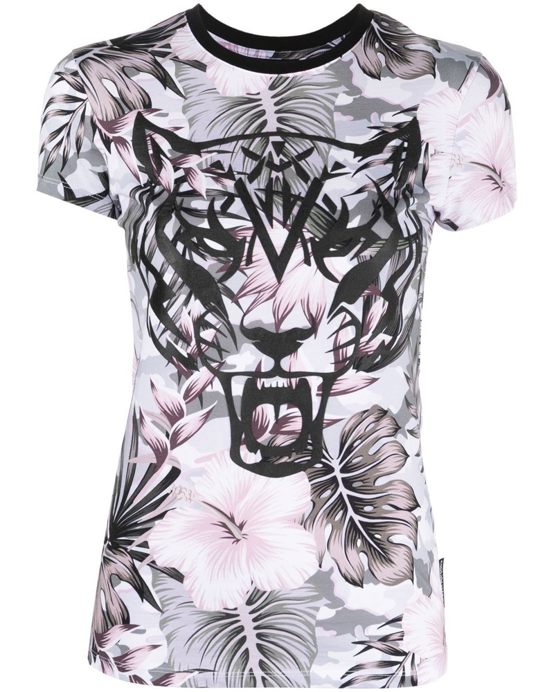 Philipp Plein Damen T-Shirt mit Tiger-Print