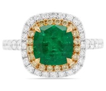 Platinring mit Smaragd und Diamanten