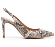 Slingback-Pumps mit Schlangenleder-Print