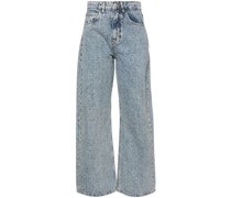 Halbhohe Rhinestone XL Straight-Leg-Jeans