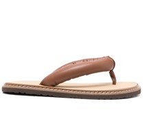 padded-strap leather flip flops