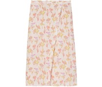 floral-print wrap midi skirt