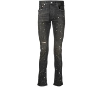 Slim-Fit-Jeans mit Farbklecksen