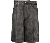 faded straight-leg leather shorts