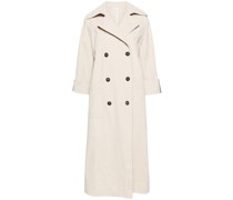 double-breasted crinkled trench coat