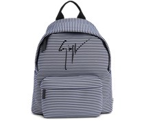 striped embroidered-logo backpack