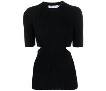 ribbed-knit short-sleeved top