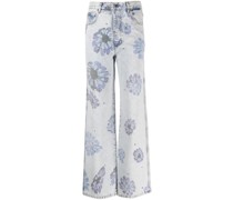 Gerade Jeans mit Blumen-Print