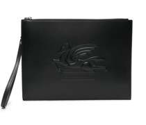 Pegaso-motif leather clutch bag