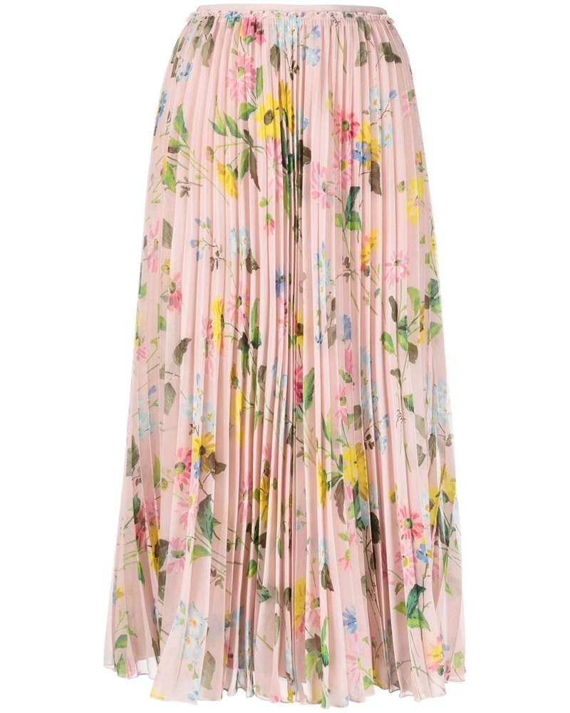 RED Valentino Damen Plissierter Midirock mit Blumen-Print