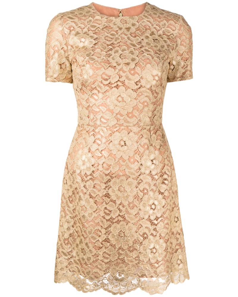 Michael Kors Damen Midikleid mit floraler Spitze