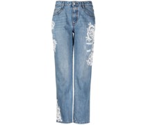 Boyfriend-Jeans mit Spitze