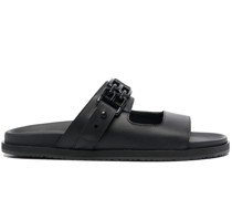 side logo-plaque sandals
