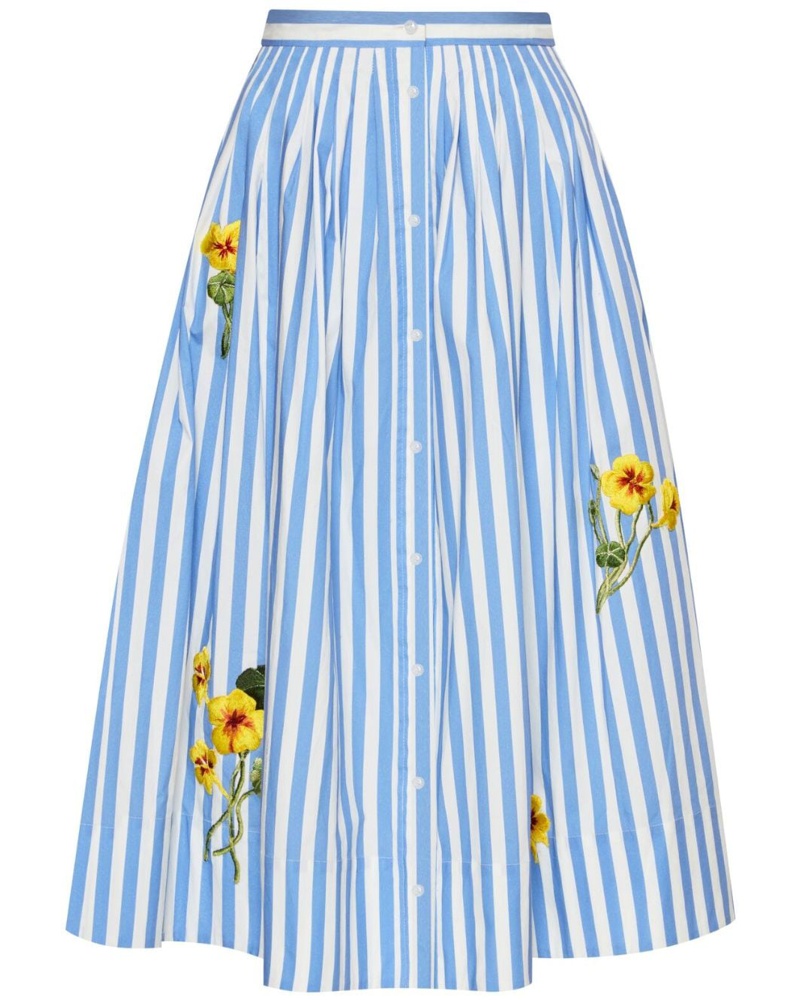 Oscar de la Renta Damen Rock mit aufgestickten Blumen