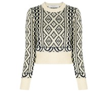 Geometrisch gemusterter Cropped-Pullover