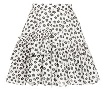 Gestufter Rock mit Blumen-Print
