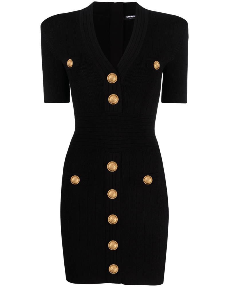 Balmain Damen Minikleid mit V-Ausschnitt Balmain Damen Minikleid mit V-Ausschnitt