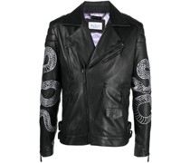 Bikerjacke mit Schlangen-Print