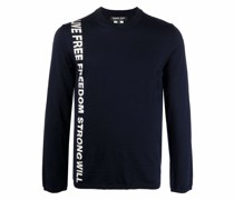 Intarsien-Pullover mit Slogan