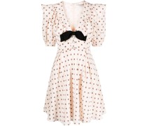 polka-dot silk minidress