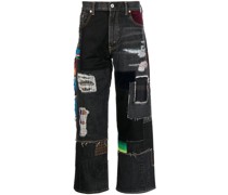 Weite Jeans im Patchwork-Look
