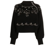 Intarsien-Pullover mit Reißverschluss
