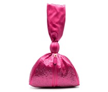 Clutch aus Satin mit Kristallen