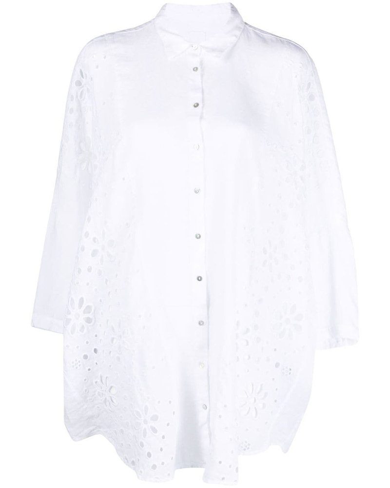 120% Lino Damen Hemd mit Stickerei