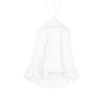 Neckholder-Bluse mit Rüschen