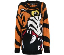 Intarsien-Pullover mit Tigermuster