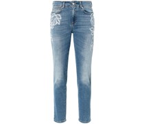 floral-embroidery skinny jeans