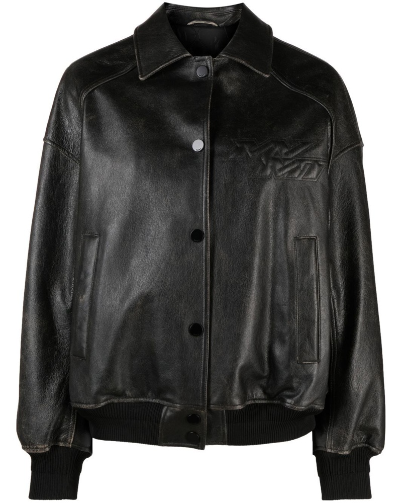 JUUN.J Damen Lederjacke mit Logo-Prägung