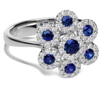 18kt Weißgoldring mit Edelsteinen