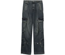 Weite Cargo-Jeans mit hohem Bund